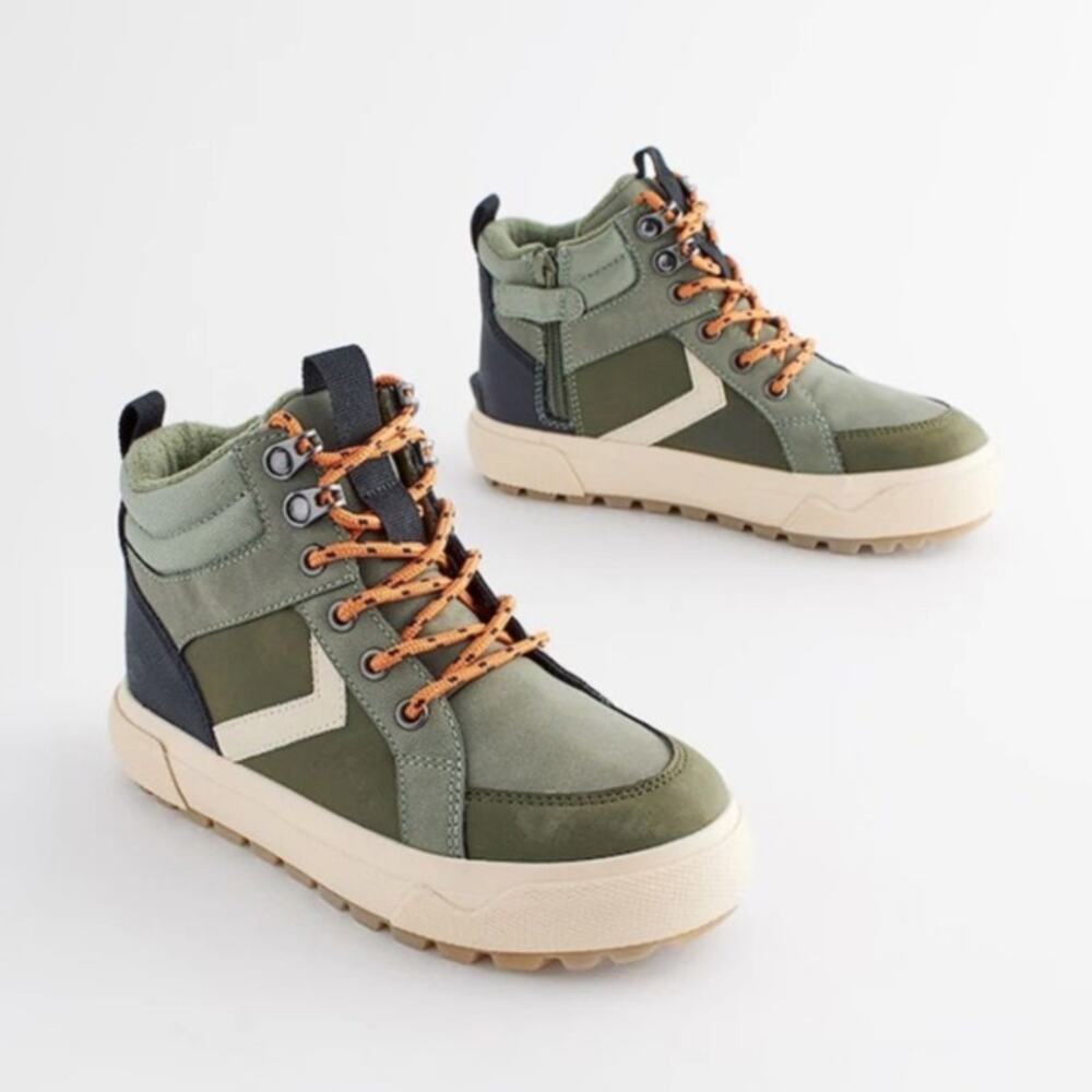 NEXT Kids' Khaki Green Lace-Up High Top Boots Size 3